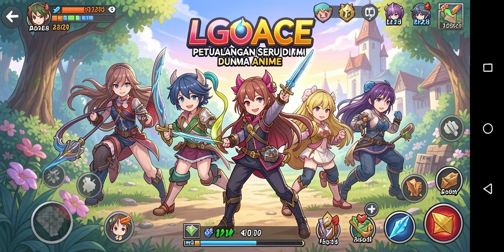 Tampilan gameplay menarik dalam LGOACE yang penuh warna.
