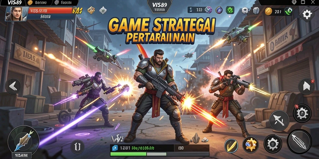 Screenshot gameplay menunjukkan strategi pertempuran di VISA89.